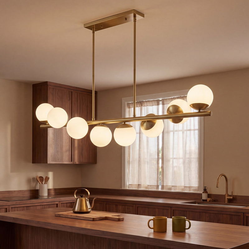 Savoy House Turin 8Lt Lin Chandelier, White Opal, Warm Brass