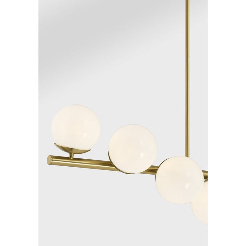 Savoy House Turin 8Lt Lin Chandelier, White Opal, Warm Brass