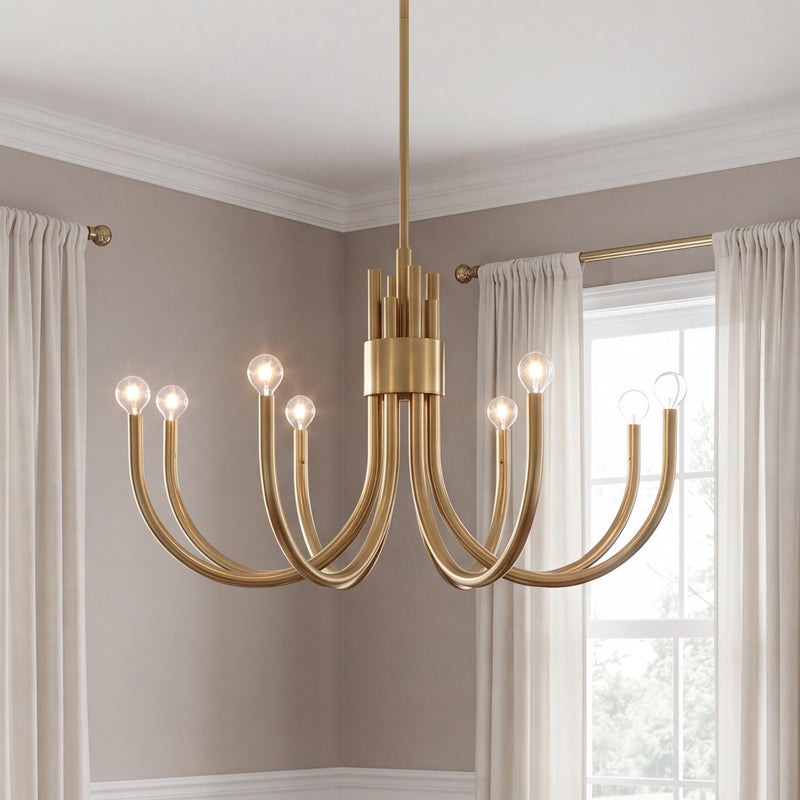 Essentials Sorrento 8 Light Chandelier, Noble Brass