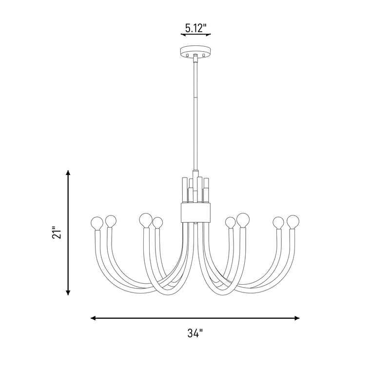 Essentials Sorrento 8 Light Chandelier, Noble Brass