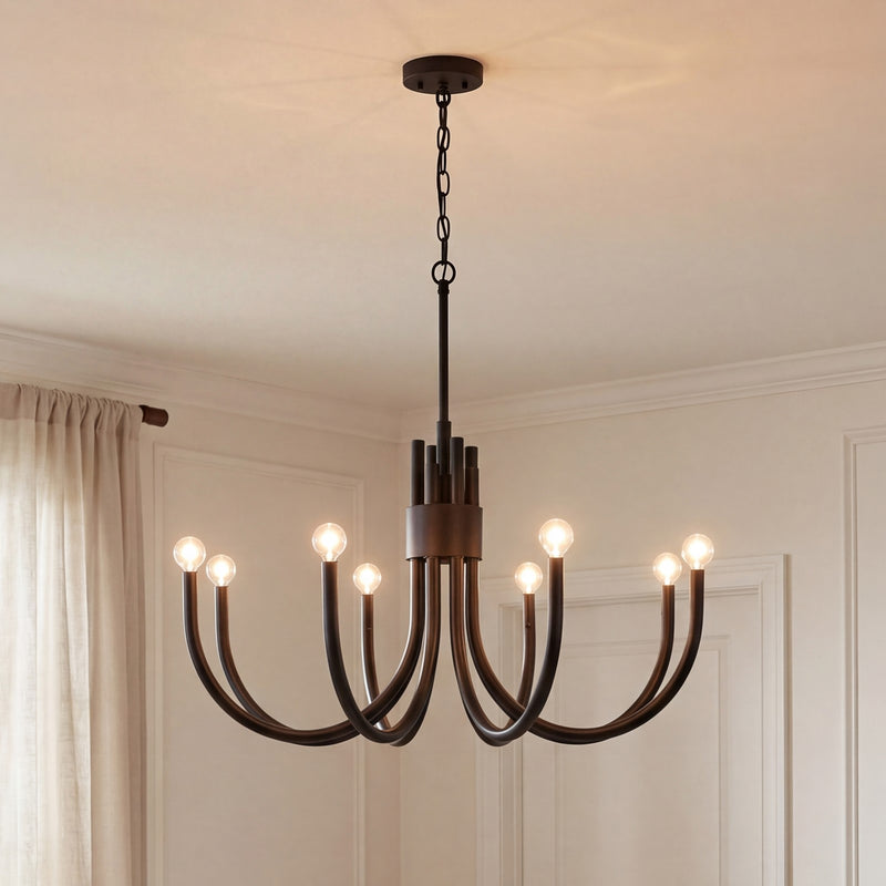 Essentials Sorrento 8 Light Chandelier, Matte Black