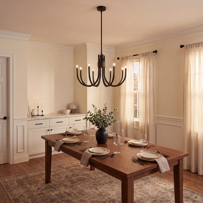 Essentials Sorrento 8 Light Chandelier, Matte Black