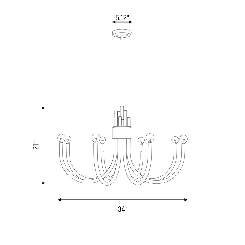 Essentials Sorrento 8 Light Chandelier, Matte Black