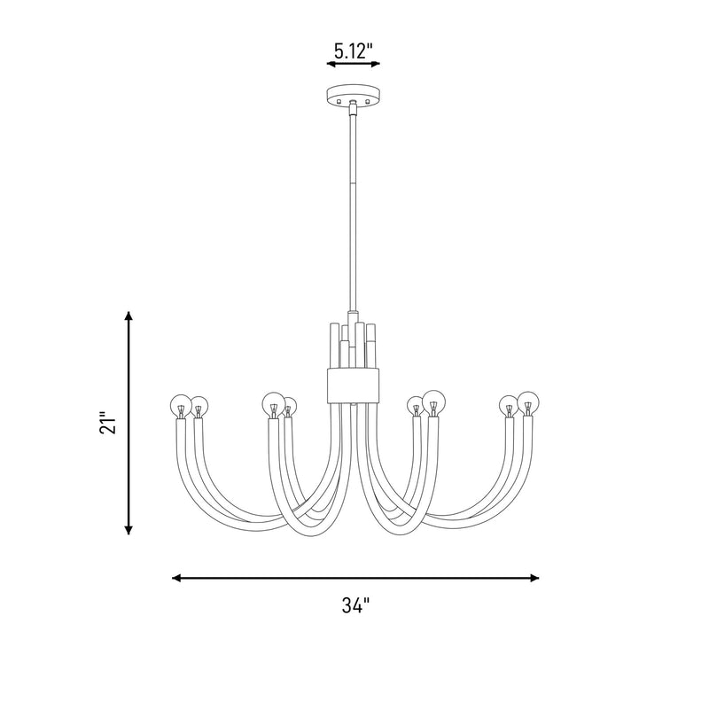Essentials Sorrento 8 Light Chandelier, Satin Nickel