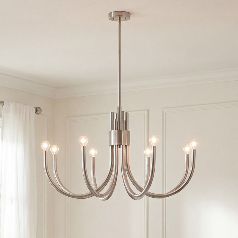 Essentials Sorrento 8 Light Chandelier, Satin Nickel