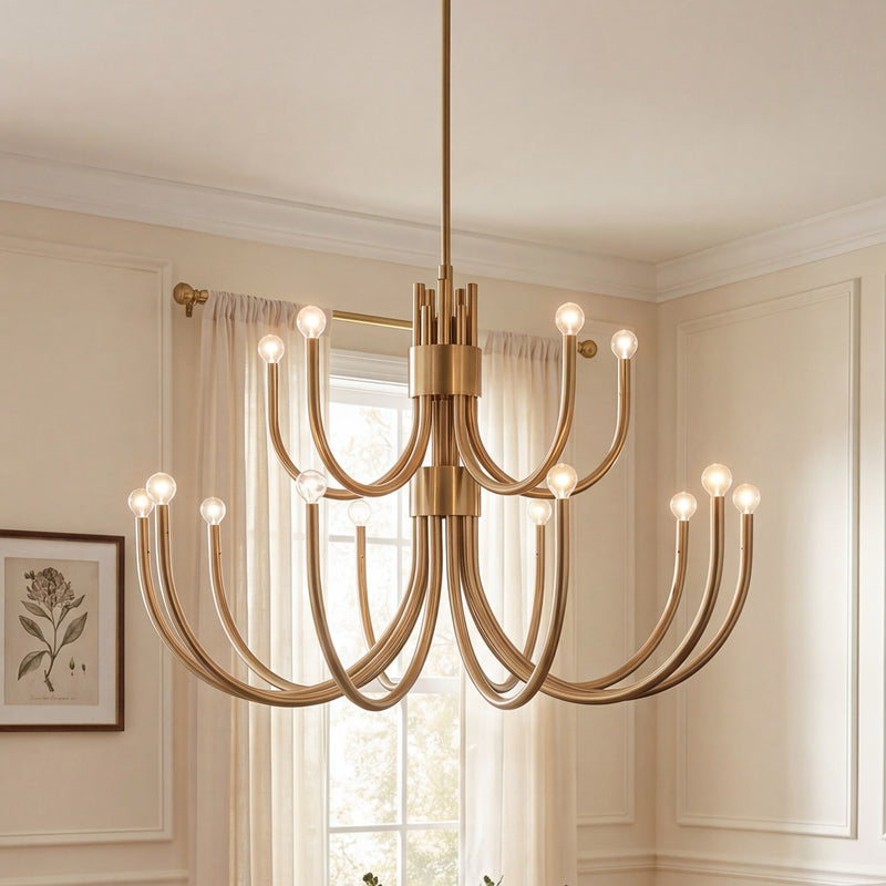 Essentials Sorrento 15 Light Chandelier, Noble Brass