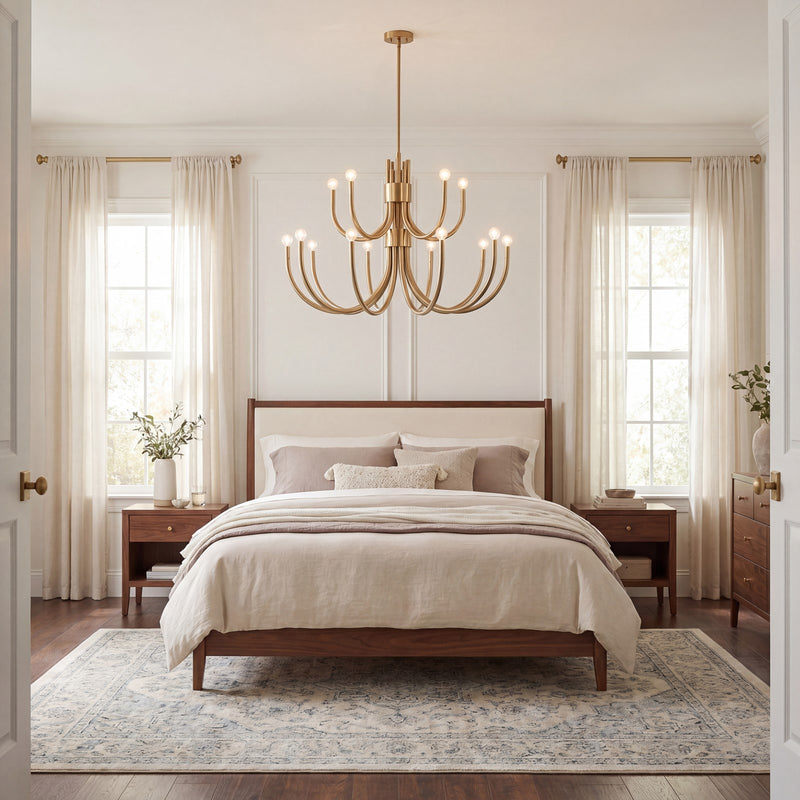 Essentials Sorrento 15 Light Chandelier, Noble Brass