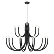 Savoy House Sorrento 15-Light Chandelier, Matte Black - 1-6682-15-89