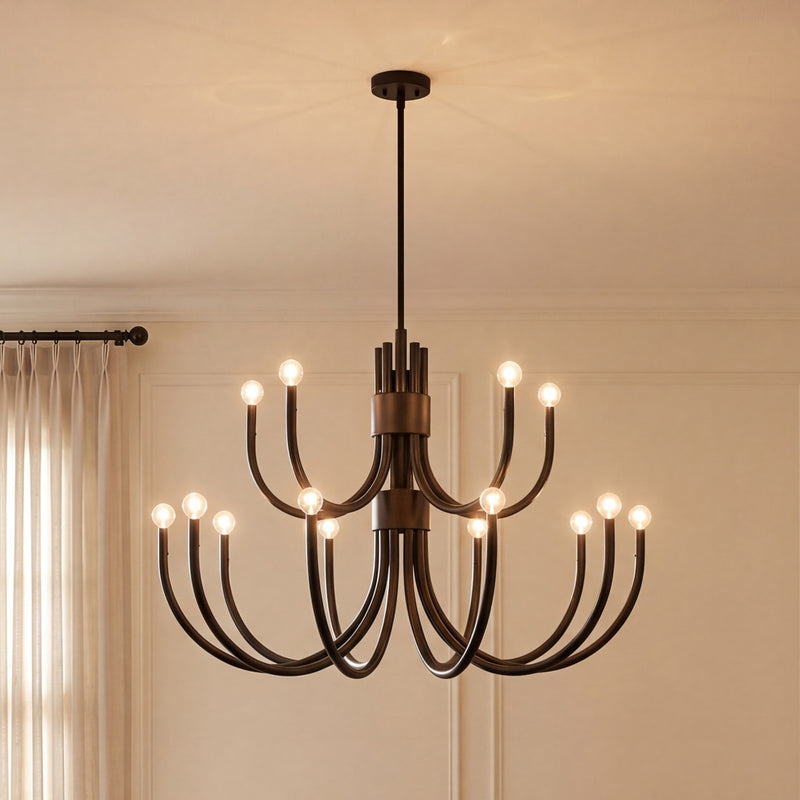 Essentials Sorrento 15 Light Chandelier, Matte Black