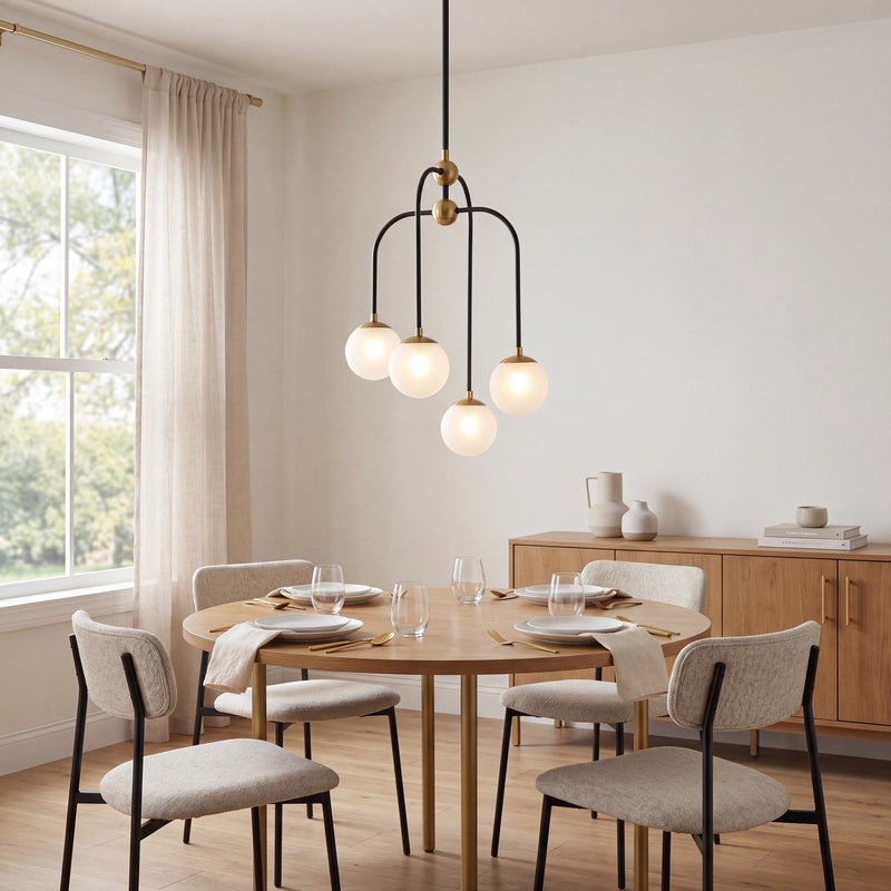 Savoy House Couplet Chandelier, Black/Brass/Frosted