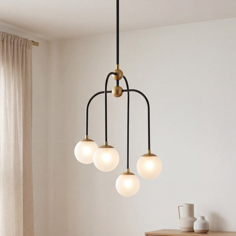 Savoy House Couplet Chandelier, Black/Brass/Frosted