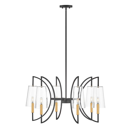 Savoy House Hanley 6Lt Chandelier, Matte Black and Warm Brass - 1-7168-6-143