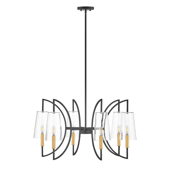 Savoy House Hanley 6Lt Chandelier, Matte Black and Warm Brass