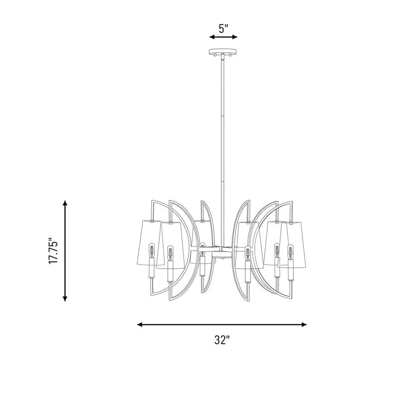 Savoy House Hanley 6Lt Chandelier, Matte Black and Warm Brass