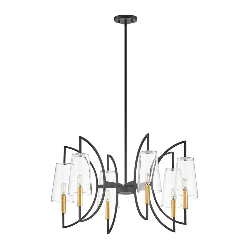 Savoy House Hanley 6Lt Chandelier, Matte Black and Warm Brass