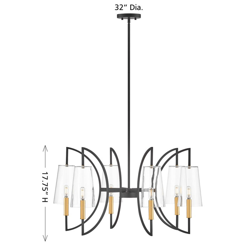 Savoy House Hanley 6Lt Chandelier, Matte Black and Warm Brass