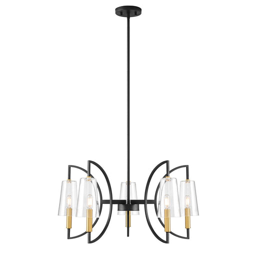 Savoy House Hanley 5Lt Chandelier, Matte Black and Warm Brass - 1-7169-5-143