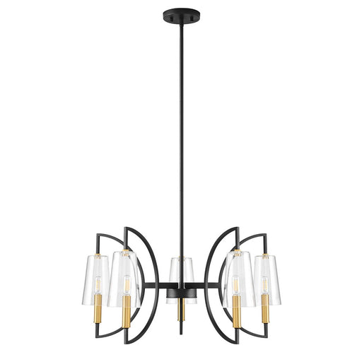 Savoy House Hanley 5Lt Chandelier, Matte Black and Warm Brass