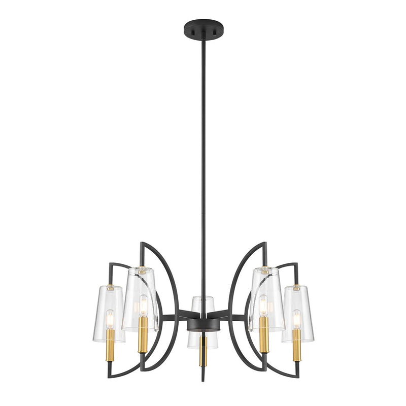 Savoy House Hanley 5Lt Chandelier, Matte Black and Warm Brass