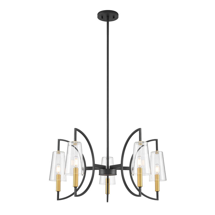 Savoy House Hanley 5Lt Chandelier, Matte Black and Warm Brass