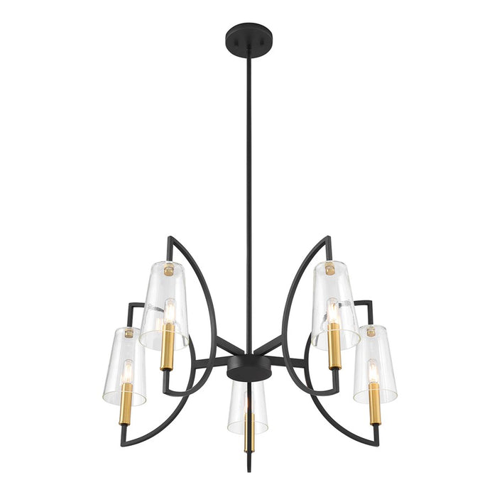 Savoy House Hanley 5Lt Chandelier, Matte Black and Warm Brass
