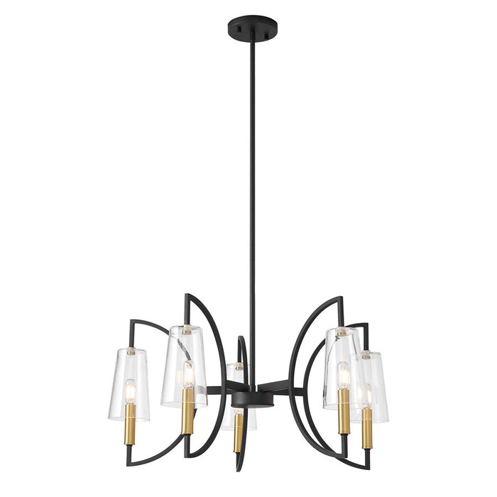 Savoy House Hanley 5Lt Chandelier, Matte Black and Warm Brass