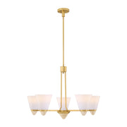 Savoy House Kohlman 5 Light Chandelier, Warm Brass/White Opal - 1-7265-5-322