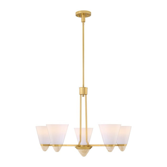Savoy House Kohlman 5 Light Chandelier, Warm Brass/White Opal - 1-7265-5-322