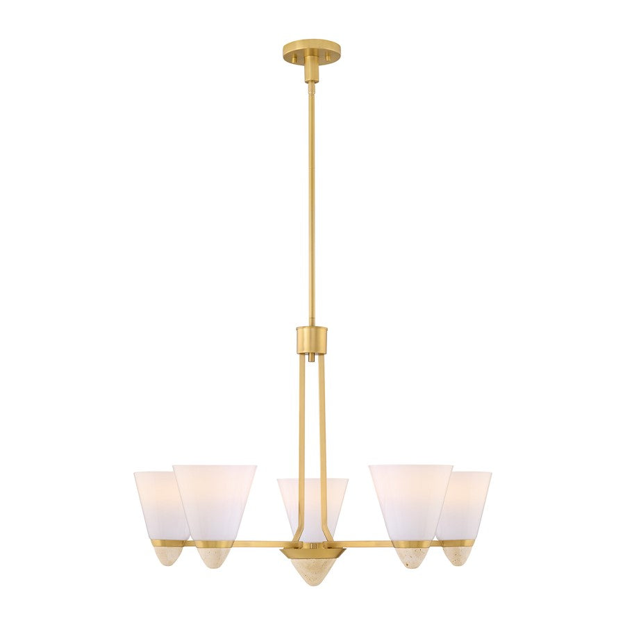 Savoy House Kohlman 5 Light Chandelier, Warm Brass/White Opal - 1-7265-5-322
