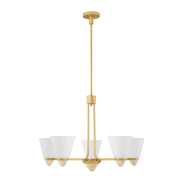 Savoy House Kohlman 5 Light Chandelier, Warm Brass/White Opal