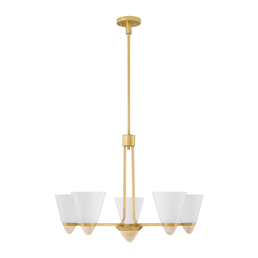 Savoy House Kohlman 5 Light Chandelier, Warm Brass/White Opal