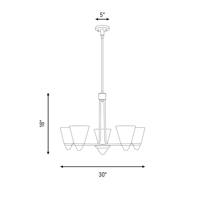 Savoy House Kohlman 5 Light Chandelier, Warm Brass/White Opal