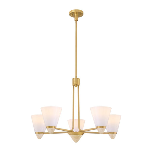 Savoy House Kohlman 5 Light Chandelier, Warm Brass/White Opal
