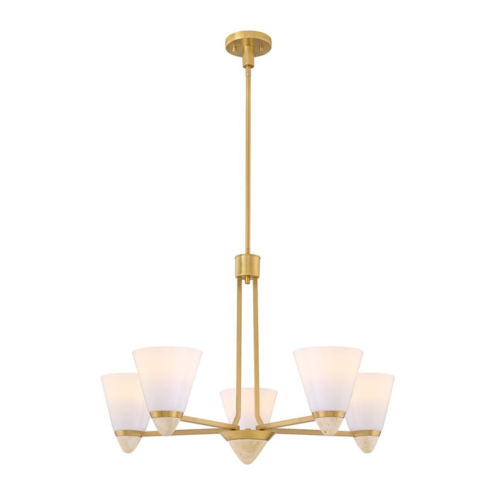 Savoy House Kohlman 5 Light Chandelier, Warm Brass/White Opal