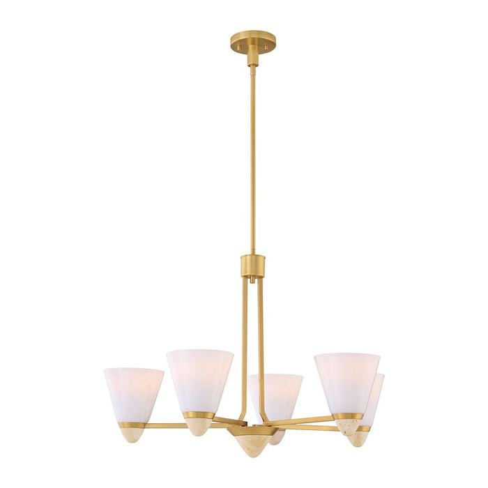 Savoy House Kohlman 5 Light Chandelier, Warm Brass/White Opal