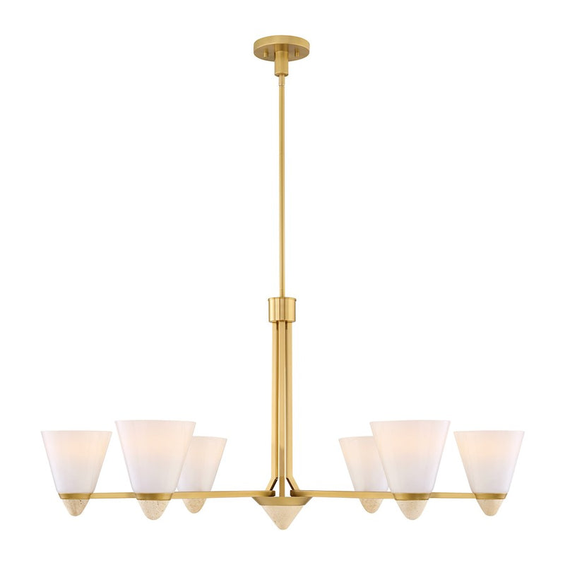 Savoy House Kohlman 6 Light Chandelier, Warm Brass/White Opal