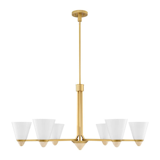 Savoy House Kohlman 6 Light Chandelier, Warm Brass/White Opal