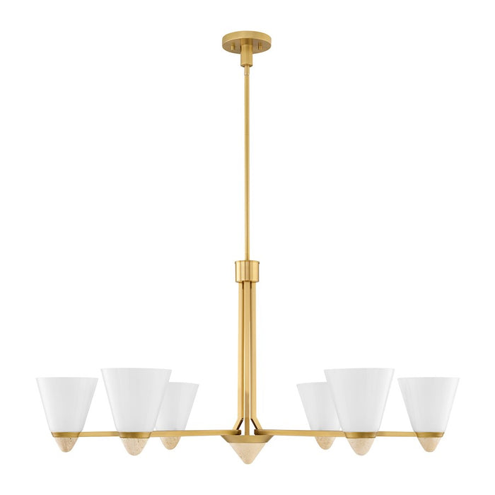 Savoy House Kohlman 6 Light Chandelier, Warm Brass/White Opal