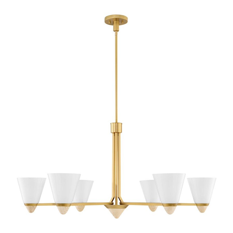 Savoy House Kohlman 6 Light Chandelier, Warm Brass/White Opal