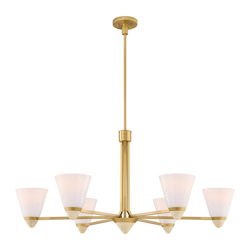 Savoy House Kohlman 6 Light Chandelier, Warm Brass/White Opal