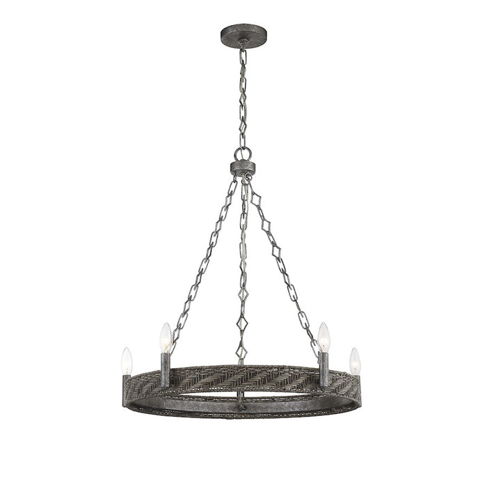 Savoy House Tripoli 5-Light Chandelier, Mottled Zinc/Gray Rattan