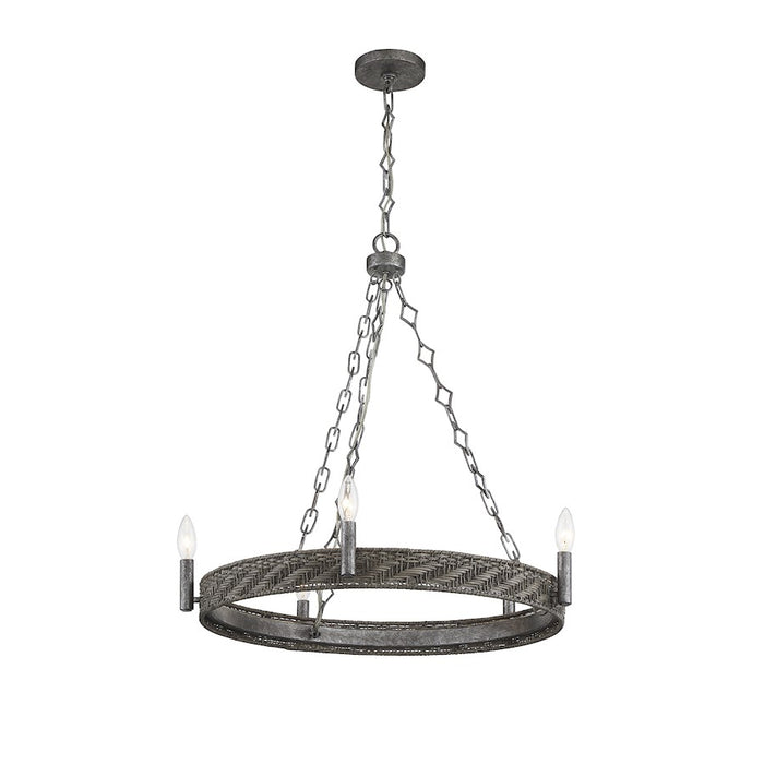 Savoy House Tripoli 5-Light Chandelier, Mottled Zinc/Gray Rattan