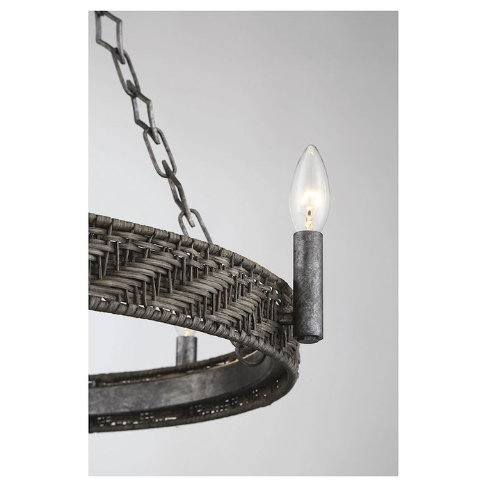 Savoy House Tripoli 5-Light Chandelier, Mottled Zinc/Gray Rattan