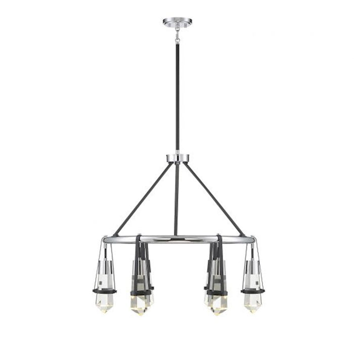 Savoy House Denali 6Lt LED Chandelier, Black/ Chrome - 1-7707-6-67