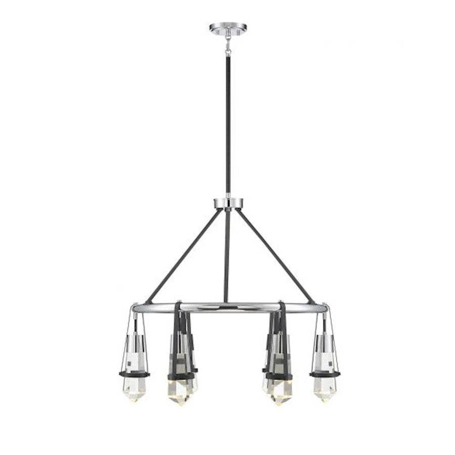 Savoy House Denali 6Lt LED Chandelier, Black/ Chrome - 1-7707-6-67