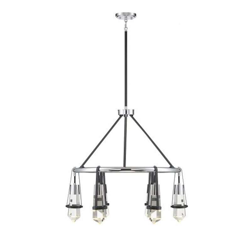 Savoy House Denali 6 Light Chandelier, Black/Chrome