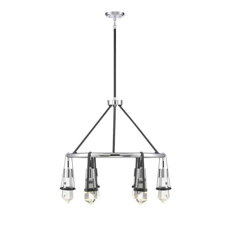 Savoy House Denali 6 Light Chandelier, Black/Chrome