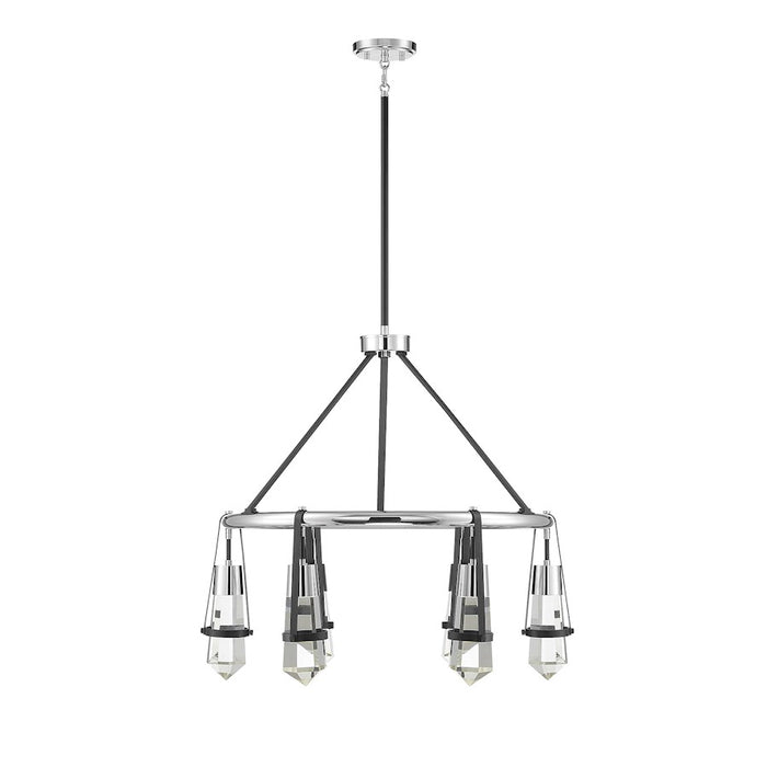 Savoy House Denali 6Lt LED Chandelier, Black/ Chrome