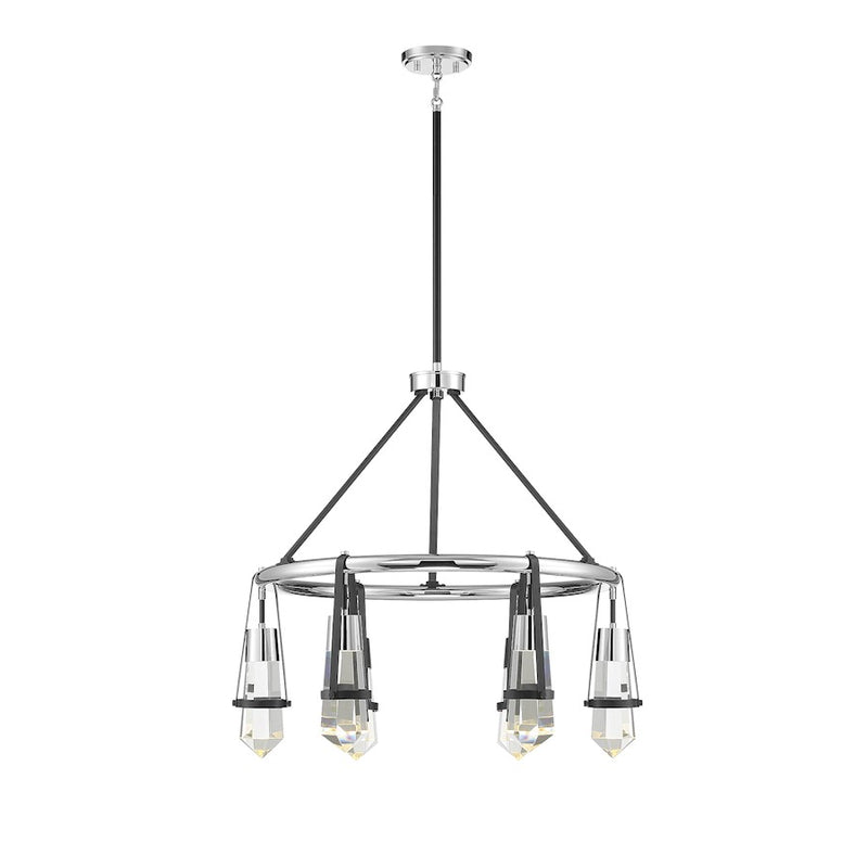 Savoy House Denali 6 Light Chandelier, Black/Chrome