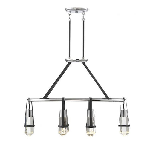 Savoy House Denali 6Lt LED Linear Chandelier, Black/ Chrome - 1-7708-6-67